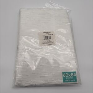 Elrene Continental White Tablecloth 60x84 Oblong Solid Texture Water Resistant